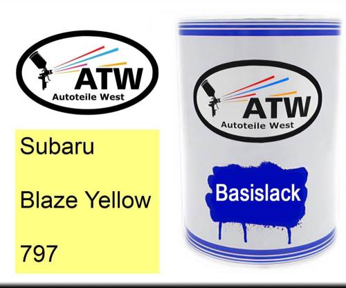 Subaru, Blaze Yellow, 797: 500ml Lackdose, von ATW Autoteile West.